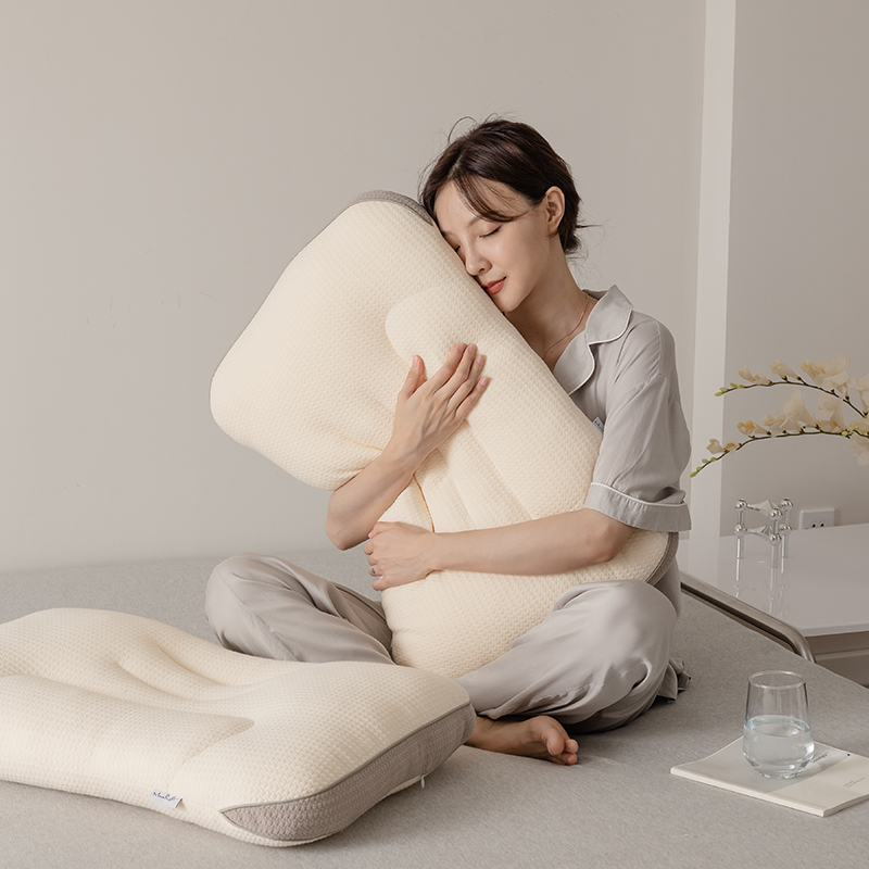 Knitted Cotton Neck Pillow-Low Pillow