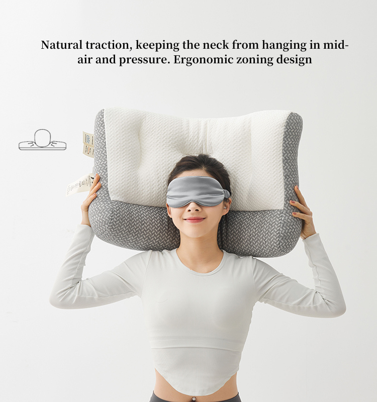 Gray and White Knitted Pillow For Neck Support(图1)